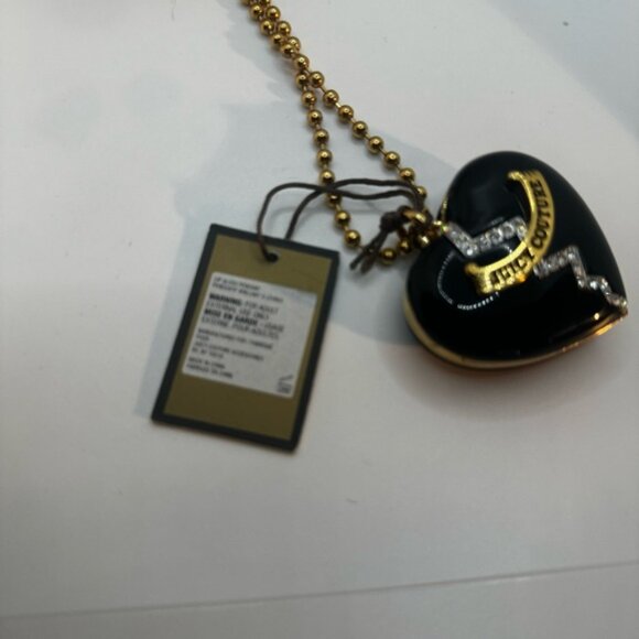 Juicy Couture NEW Vintage Y2K Enamel Heart Crystal Lip Gloss Pendant Necklace L - Picture 6 of 16